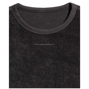 KISSM13 Sweat-shirt 100% coton de haute qualité délavé à l'acide pour hommes, tissu tricoté léger uni gris foncé personnalisé, solide pour l'hiver - Product Image 3