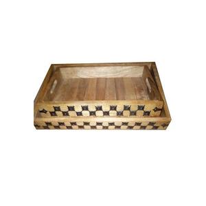 Servir de délicieux plats nourriture et dessert dans les hôtels conception d'incrustation d'os plateaux de service en bois plateau de service en bois fabriqué à la main - Product Image 1