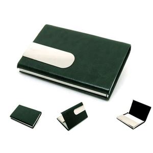 Tendencia al por mayor cuaderno de calidad superior superventas verde logotipo imprimible tarjetero de polipiel - Product Image 1