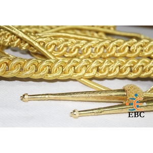 OEM oro dorado hombro Aiguillette Cordón de alambre dorado metálico tejido a mano con puntas de latón dorado Alambre de lingotes Cordón de hombro Formal - Product Image 1