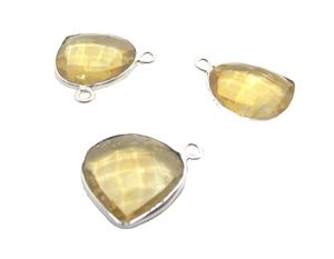 Citrine Quartz lunette argent plaqué naturel Multi fait à la main bijoux déclaration pierre de naissance Boho connecteurs - Product Image 1