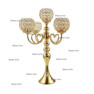 Ensemble de 3 chandeliers en aluminium couleur or, design attrayant, différentes tailles, pour la décoration de table. - Product Image 6