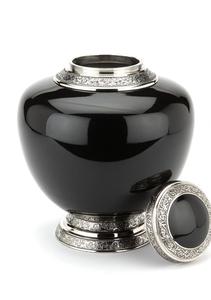 Urne funéraire en émail noir gravée pour cendres humaines adultes, urne commémorative en métal, récipient décoratif pour enterrement - Product Image 2