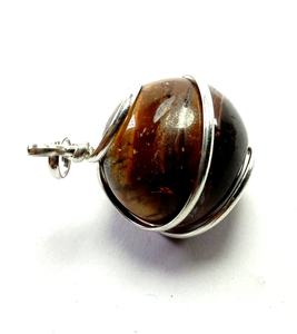 High quality iron tiger eye <b>sphere</b> Wire Wrapped Pendant Classic Style Quartz <b>Crystal</b> ball Gemstone Necklace Healing wholesaler - Product Image 3