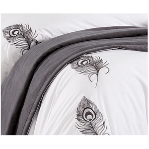 Thêu Màu Xám Lông Thiết Kế Duvet Bedding Set Tốt Nhất Sateen Thêu <span class=keywords><strong>Comforter</strong></span> Và Vỏ Gối Cho Nhà Khách Sạn Đám Cưới - Product Image 2