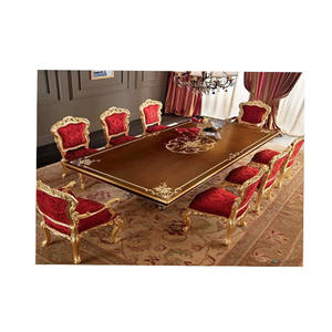 Juego de Comedor Formal de Estilo Italiano Tradicional con Toque Dorado, Sillas de Madera, Estilo Moderno, Rojo Dorado, para Uso Doméstico, Tamaño Personalizado, Seguro - Product Image 1