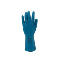 Guantes de Goma Natural Reutilizables de Grado Alimenticio Azules OEM de Malasia, Grosor Medio, para Lavar Platos, Tareas Domésticas y Baño