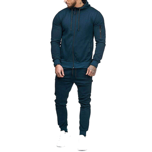 Survêtement bleu foncé à capuche pull lourd survêtement écologique à bretelles Jogging Fitness bas actifs pour la vente de saison d'hiver - Product Image 1