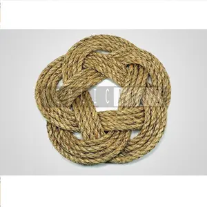 Dekorative natürliche Jute-Seil-Becher-Untersetzer-Matten & Pads Jute-Seil handgefertigter Nautical Turk-Kopfknoten Heißpad Topf-Untersetzer