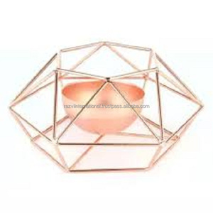 Style nordique cuivre géométrique fait à la main métal fer Art bougie Base photophore pour la décoration de la maison - Product Image 3