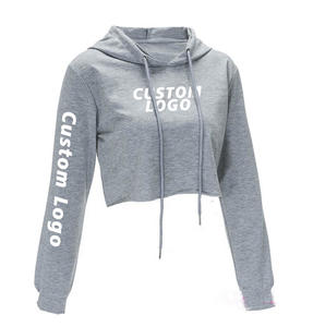 Pull à manches longues pour femme, sweat-shirt ample en coton, surdimensionné, haut court sur mesure, prix d'usine, sweat à capuche pour automne - Product Image 1