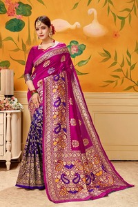 Saris en soie et coton Banarasi, multicolores, designs modernes, lavables, pour occasions spéciales, vêtements de mariage, vente en gros - Product Image 5
