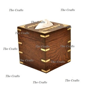 Porte-papier de soie en deux tailles et formes différentes Boîte à serviettes en bois de couleur marron faite à la main pour la vente en gros - Product Image 2