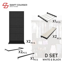 Platzsparender Moderner Asiatischer DIY Erweiterbarer Verstellbarer Modularer Metall-Kleiderschrank in Schwarz für Schlafzimmer, Wohnzimmer und Hotel, Anpassbar