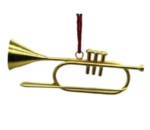 铁独特设计金色悬挂装饰迷你小喇叭用于圣诞装饰家居装饰花园使用