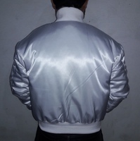 SATIN BLANC Varsity Letterman Bomber Veste DE BASEBALL