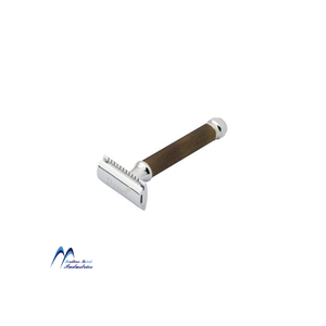 Premium Quality Pure Brass Long Handle Classic Two Piece Razors with Stainless Steel Blade for Face & Body Use Barber Shop - Product Image 1