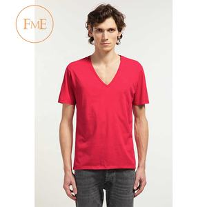 Camiseta personalizada 100% de algodón con cuello en V para hombre, camiseta informal de manga corta con logotipo bordado de talla grande, venta al por mayor - Product Image 1