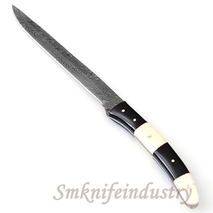 Custom Hand Forged Damascus Fillet Fishing knife With leather Sheath cover (smk1594) - Product Image 4