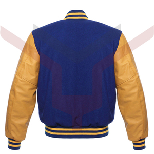 Ying-chaquetas de cuero azul para hombre, chaqueta de alta calidad OEM, diseño de logotipo personalizado, bombear, Letterman, béisbol, Universidad - Product Image 2
