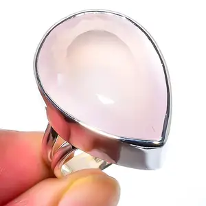 Rose quartz gemstone ring 925 sterling silver ring wholesale silver jewelry exporter supplier Fashionable Rings