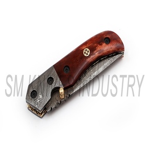 Cuchillo de bolsillo plegable de Damasco, personalizado, con Funda de cuero puro (smk1266) - Product Image 6