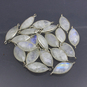 Moonstone Gemstone Marquise Shape Bezel 10x20mm Size Connector <b>Gold</b> Plated Brass Titanium <b>Number</b> Charms Pendants - Product Image 6