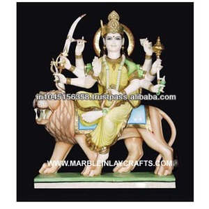 Beautiful White Marble Durga Statue - Product Image 1