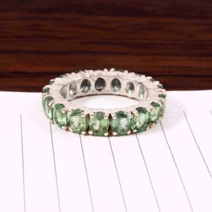 Anillo de boda de Plata de Ley 925, piedra cianita natural, curva de buena calidad, cianita verde - Product Image 3