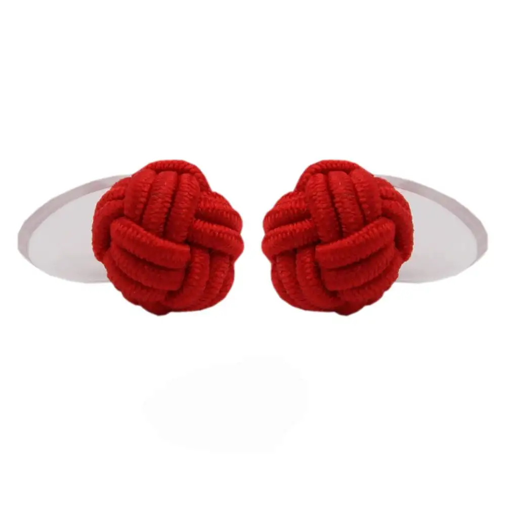 สีแดงธรรมดาผ้าไหมพลาสติก knot cufflink