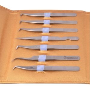 Kit de pince à épiler en cuir pour Extension de cils, pinces à épiler, boîtier élastique, jusqu'à 14 pièces, en couleur or, personnalisé, offre spéciale, nouvel arrivage - Product Image 4