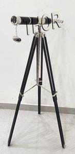 Télescope nautique vintage de 28 pouces avec finition chromée Support en cuir noir Trépied en bois Étui en cuir noir décoratif - Product Image 2