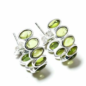 Green Amethyst 6X4MM Oval Cabochon 925 <b>Sterling</b> <b>Silver</b> Trendy <b>Stud</b> Earrings for Wedding & Party Wholesale - Product Image 1