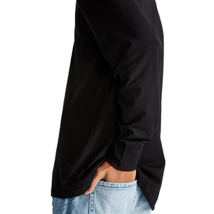 T-shirts à manches longues pour hommes, 100% coton, uni, noir, nouvelle collection été OEM. - Product Image 6