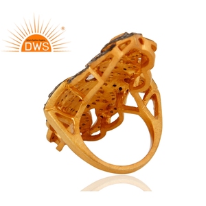 18k Gold Plated Jewelry For Women Supplier <b>925</b> <b>Silver</b> <b>Ring</b> Multi Tourmaline CZ Gemstone Statement <b>Ring</b> Jewelry - Product Image 3