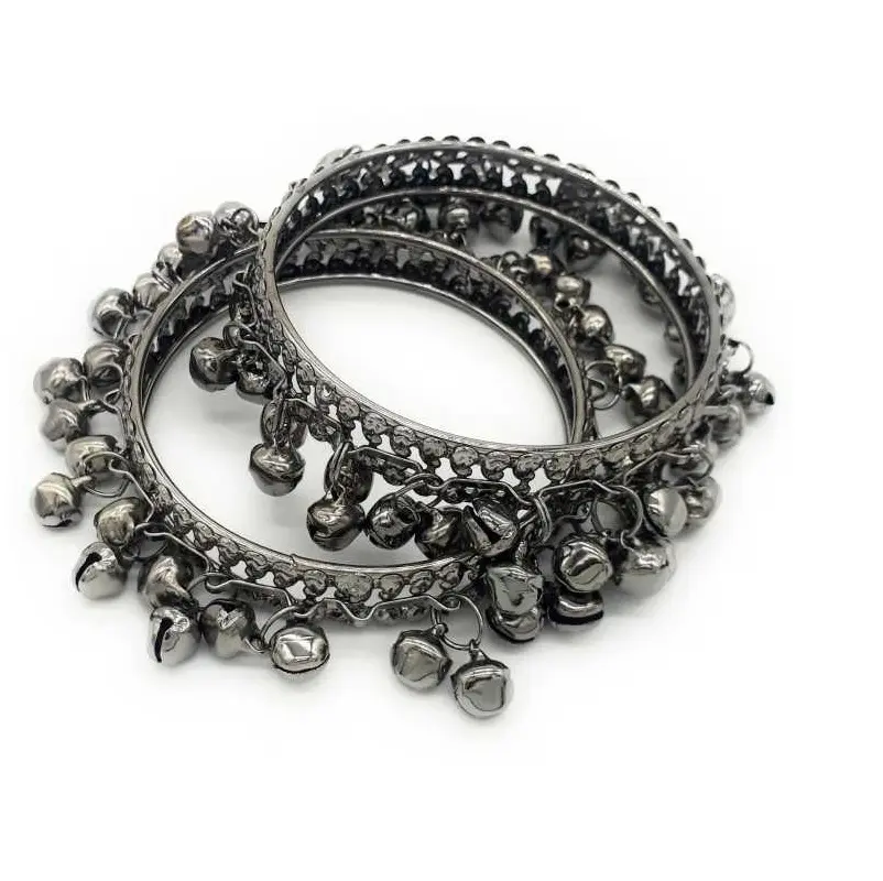 Brazaletes de Metal para joyería, brazaletes de cuentas de Metal con acabado antiguo de plata, pulsera y brazaletes de diseño de Metal sólido