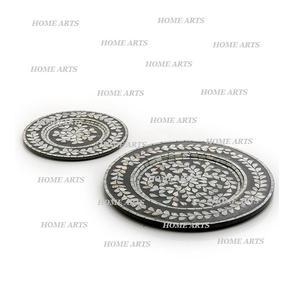 Lot de 2 plaques de chargeur rondes écologiques de qualité supérieure en bois incrusté de 100 pièces quantité minimale de commande pour la maison, l'hôtel et le restaurant. - Product Image 5