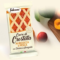 Falcone Crostata artisanale 240g à la confiture d'abricot et de pêche, style italien traditionnel, certifiée ISO/HACCP/Kosher, emballage individuel