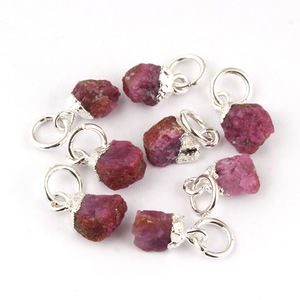 Conector de fabricación de rubí natural, 8x10mm, galvanoplastia de latón y plata, conectores colgantes de una sola bola, proveedores - Product Image 4