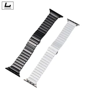gshock männer metall strap Suppliers-Premium Keramik Edelstahl Band für Apple Watch Fashion Charm Schmetterling Schnalle Armband Männer Frauen