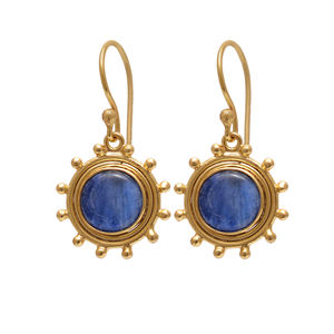 Pendientes colgantes de gancho de piedras preciosas de cianita azul genuino, joyería hecha a mano de Plata de Ley 925 sólida, Colección fina de Casa de Plata de oro - Product Image 1