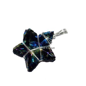 Aura Star Healing Wrap Pendants with Wrapped <b>Silver</b> <b>Wire</b> - Product Image 1