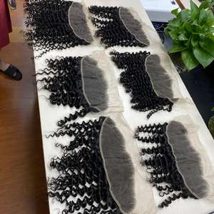 Hand tied High Quality Curly Transparent Frontal lace VIRGIN Remy Hair Vietnamese HUMAN HAIR EXTENSION at wholesale price - Product Image 5