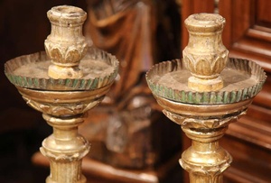 Carved Giltwood <b>Candlestick</b> <b>Holder</b> Pair for Home Decoration - Product Image 2