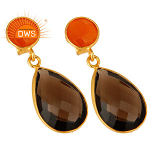 ต่างหูควอทซ์แบบเหลี่ยมเพชรพลอยตัดเป็นก้อนต่างหูชุบทอง14K สำหรับสตรีเครื่องประดับคอลเลกชันคลาสสิก - Product Image 2