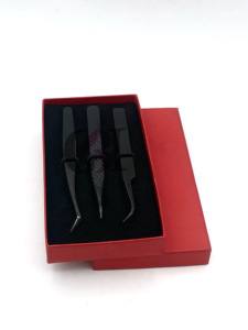 แหนบต่อขนตาแบบตรงปลายโค้งอุปกรณ์เสริมความงามทำจากสเตนเลสสีดำดีไซน์ปลาโลมาแบบมืออาชีพ - Product Image 5