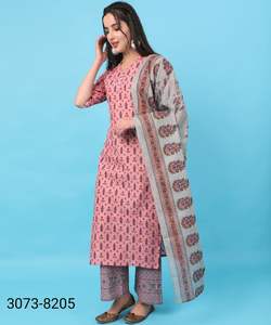 Algodón étnico indio impreso Kurti - Summer Wear Palazzo Trouser-Vestido bohemio-Algodón natural-Estampado floral - Product Image 5