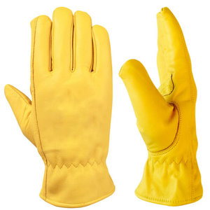 Top Sponsor Logo personnalisé Gants de sécurité occidentaux en cuir de vache pour les sports quotidiens Balle d'hiver Conduite en plein air Jaune Voyage uni - Product Image 4