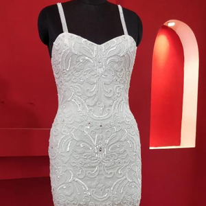 ชุดเดรสปาร์ตี้ทรงเอไลน์สวยสง่าชุดราตรีงานพรอมเซ็กซี่ชุดราตรียาวด้านหน้าติดลูกปัดชุดราตรียาวด้านหลังชุดเดรสธรรมชาติบริการ OEM แบบเรียบง่าย - Product Image 3