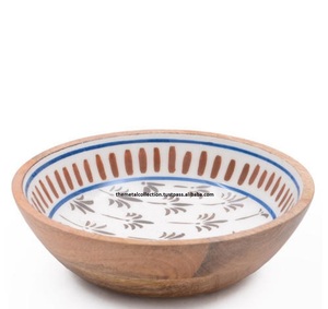 Cuenco de servicio con estampado de lujo para el hogar, Hotel y restaurante, cuenco para fruta y sopa, Color marrón, tazón de madera para servir ensalada y plato - Product Image 3
